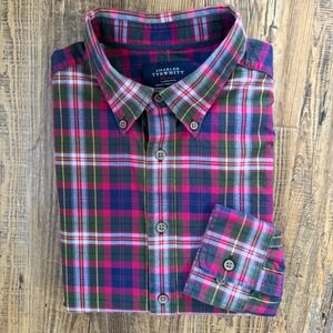 Charles Tyrwhitt Button Down Plaid Shirt L Weekend Brush Flannel Classic Fi